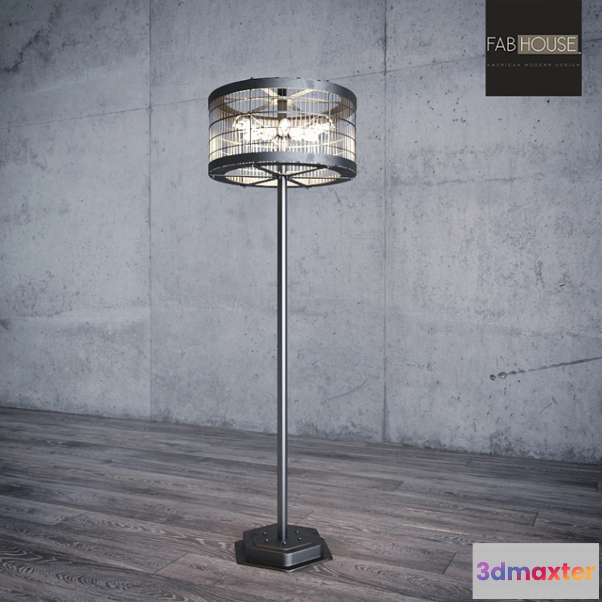1445928 - Vintage Cage Floor Lamp - Horizontal 3D Max