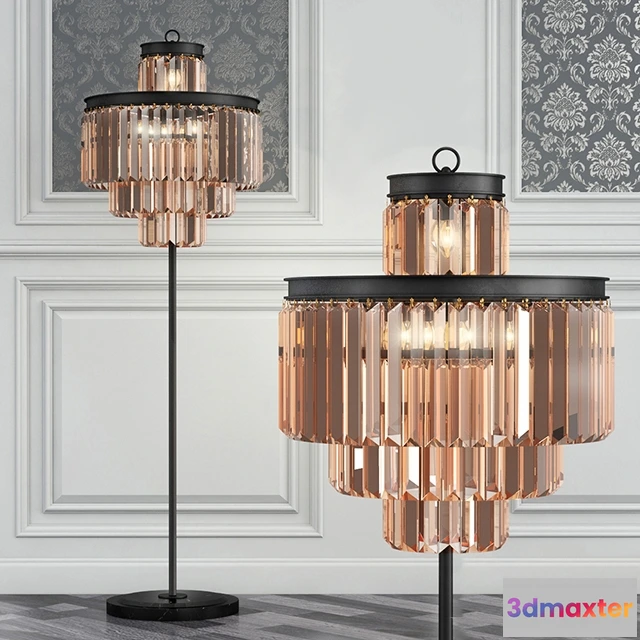 1657070 - lighting - Glass  floor lamp  4 rings 3D Max