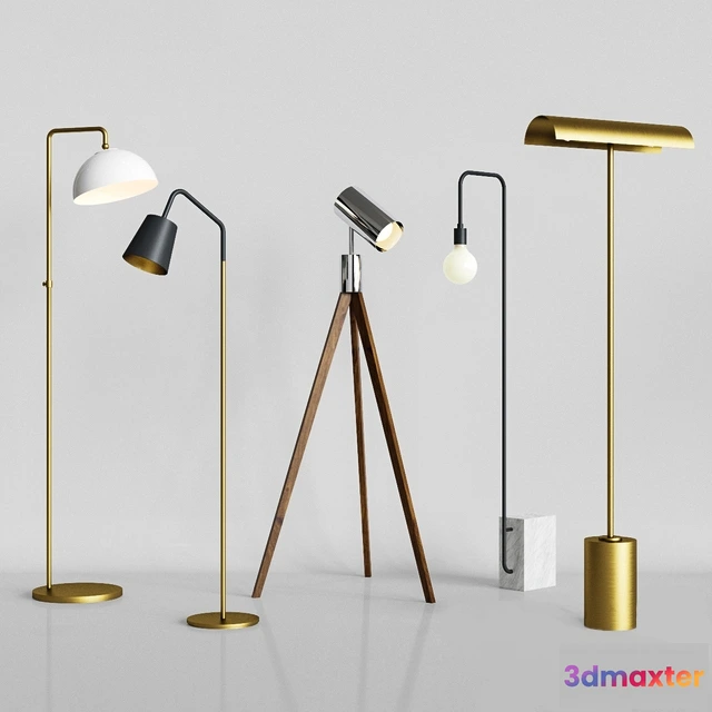 1657150 - lighting - CB2 - 5 floor lamps set 3 3D Max