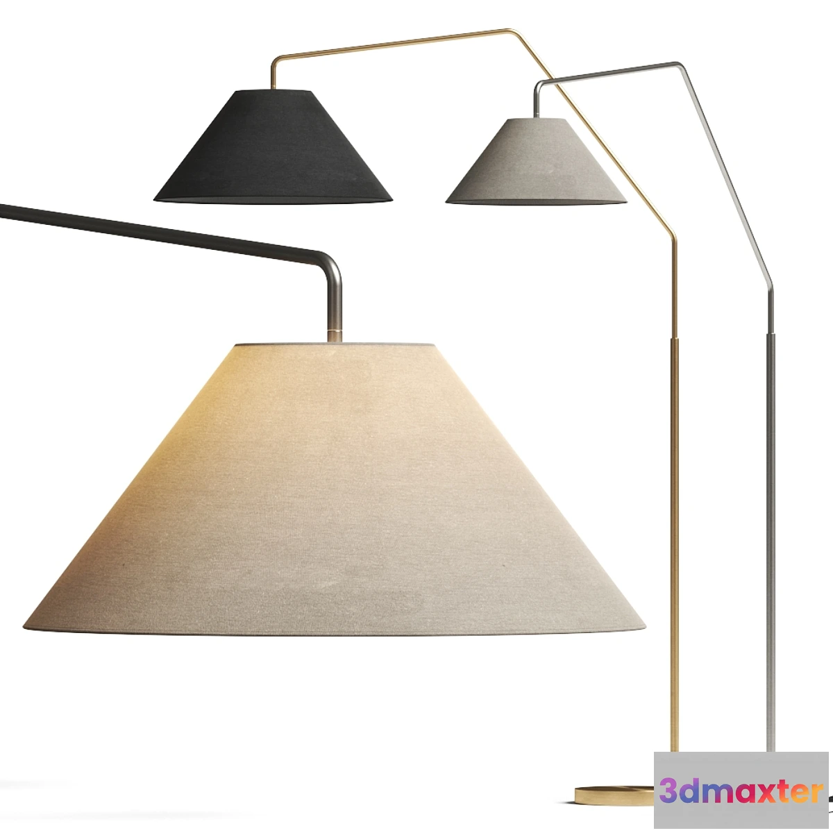 542951 - West Elm Sculptural Overarching Fabric Cone Floor Lamps