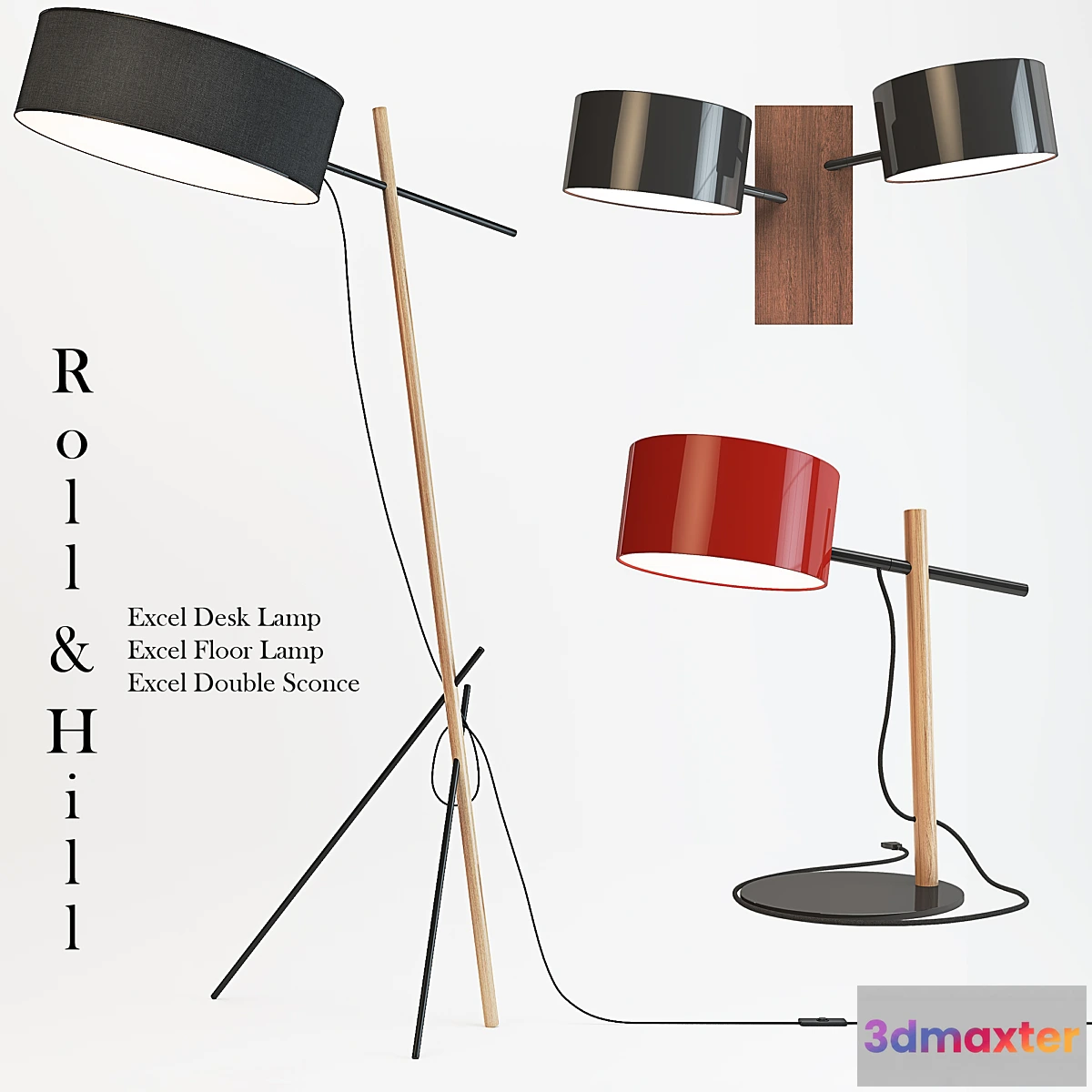 574978 - Roll & Hill - Excel Desk Floor Lamp Double Sconce