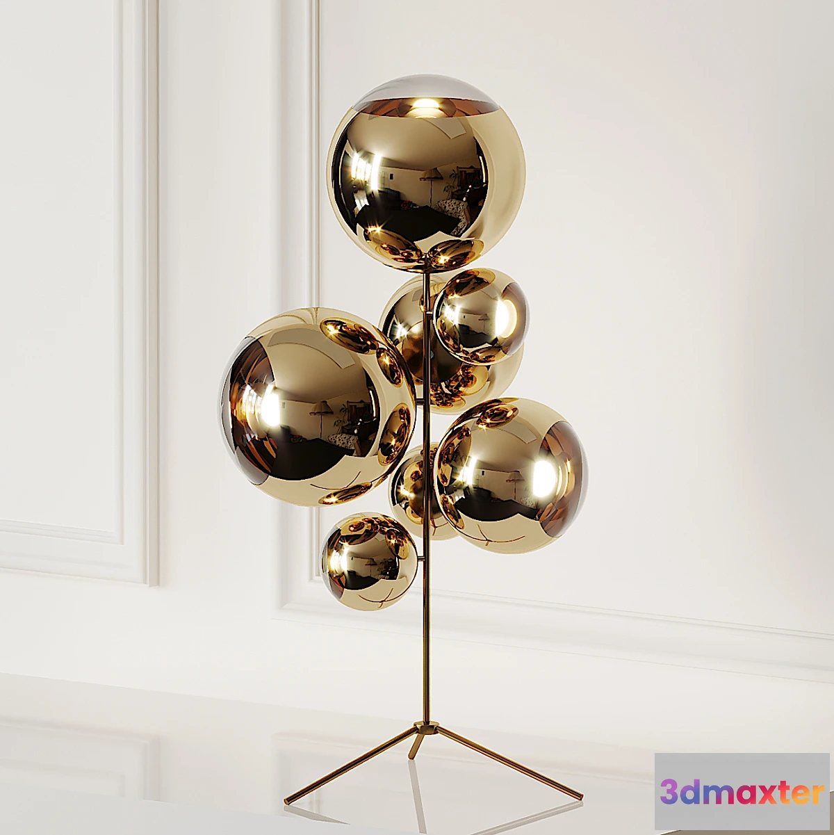 594822 - Mirror Ball Gold Stand Chandelier by Tom Dixon