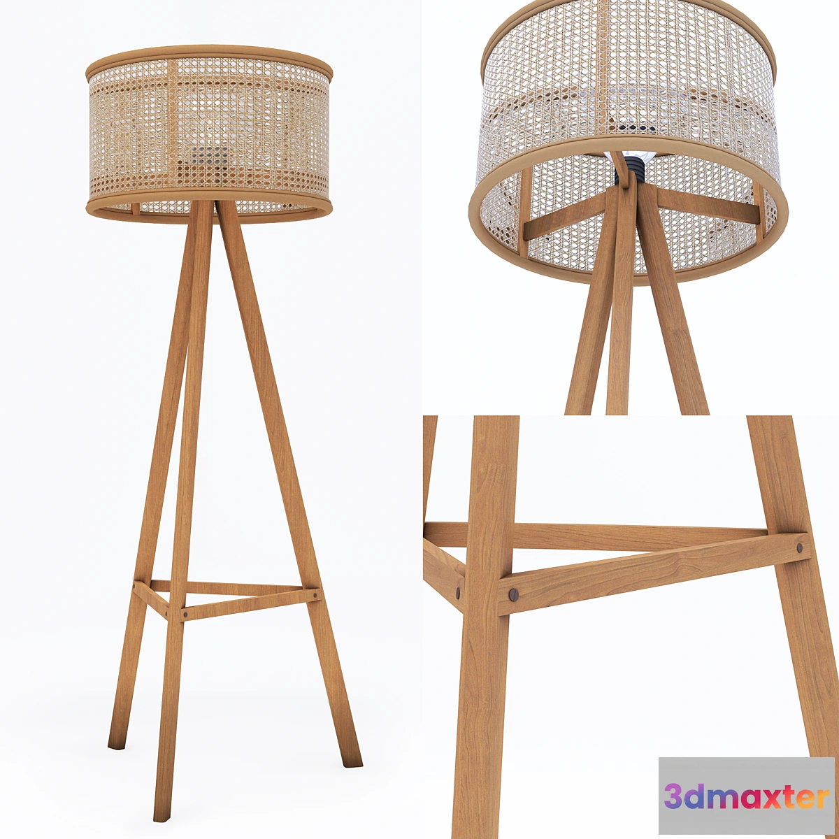 613711 - Cane rattan floor lamp