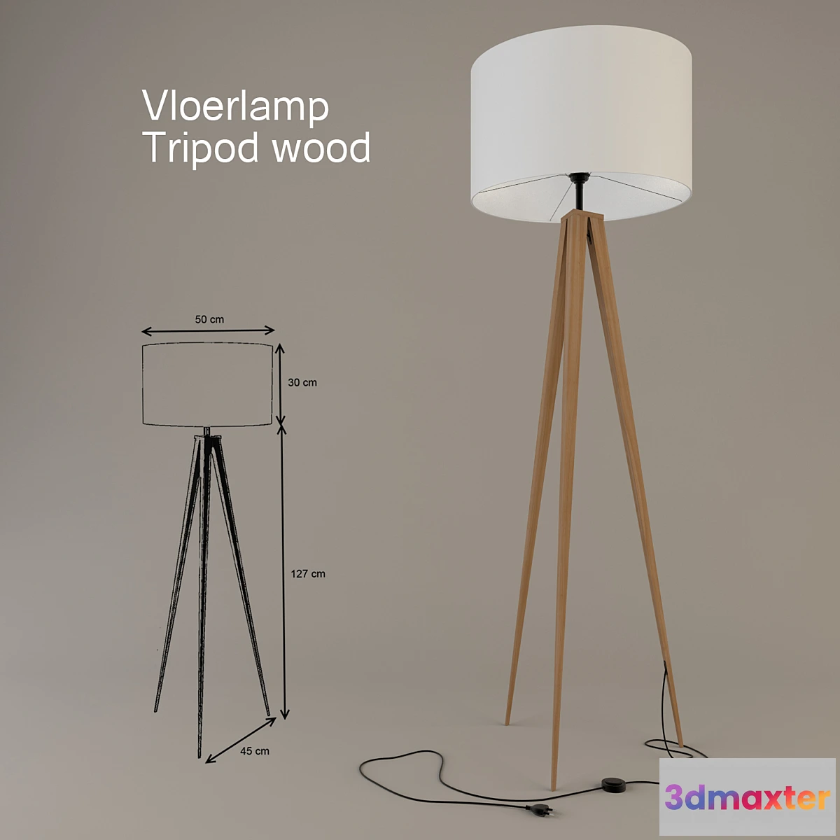 625641 - Vloerlamp Tripod wood