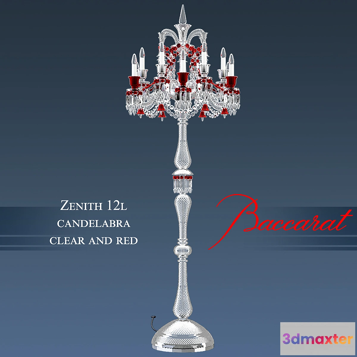637323 - Baccarat - Zenith 12L candelabra clear and red