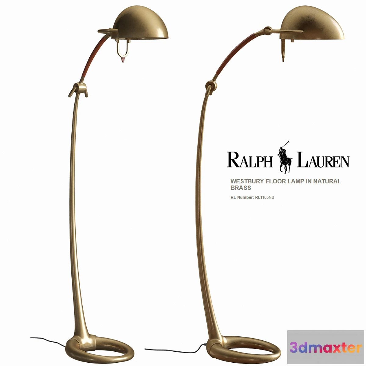 650989 - Ralph Lauren WESTBURY FLOOR LAMP IN NATURAL BRASS RL1185NB