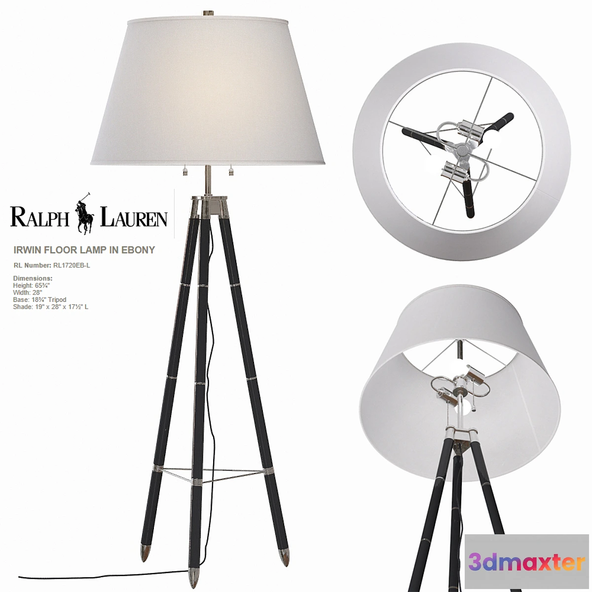 651021 - Ralph Lauren IRWIN FLOOR LAMP IN EBONY RL1720EB-L