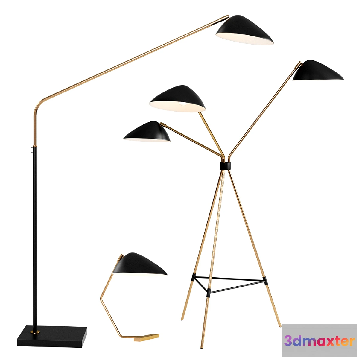 655657 - WEST ELM Curvilinear Mid-Century Lamp set - No.2