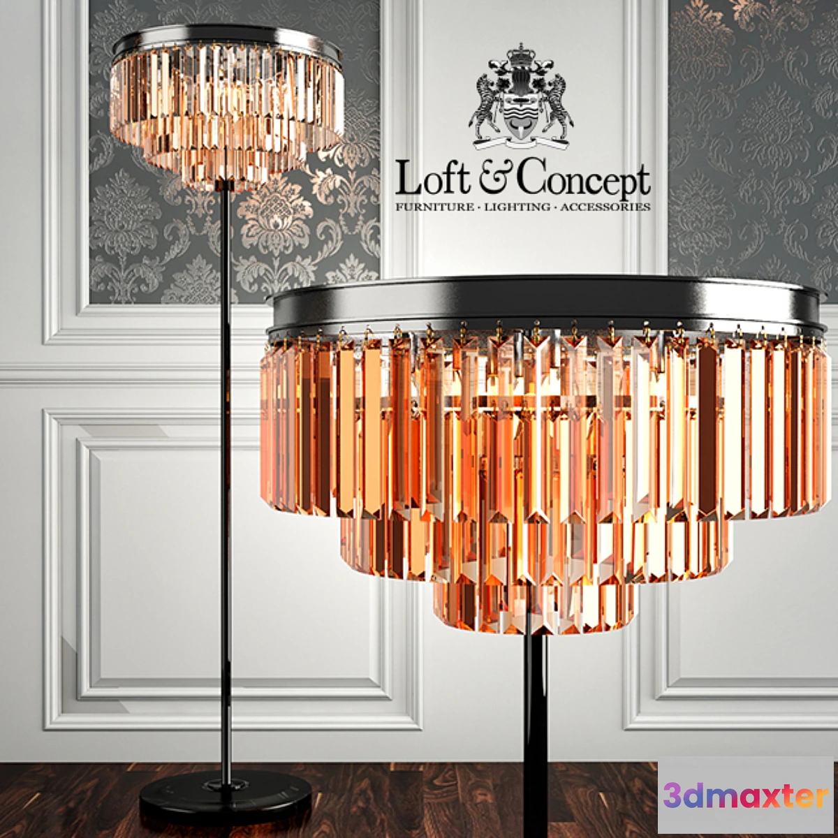 672943 - RH 1920S ODEON SMOKE GLASS FRINGE FLOR LAMPS