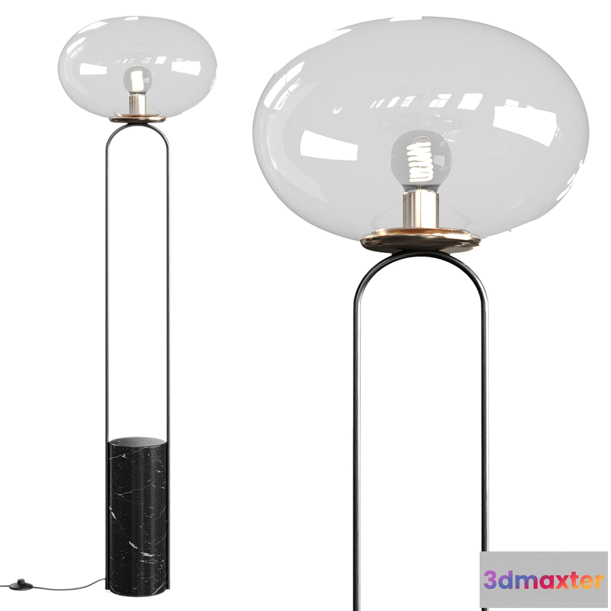 707694 - Polo black marble floor lamp by CB2