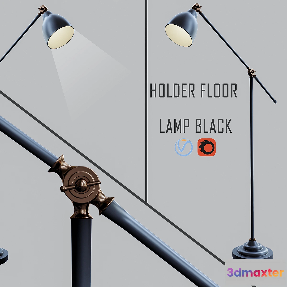 774591 - Holder Floor Lamp Black