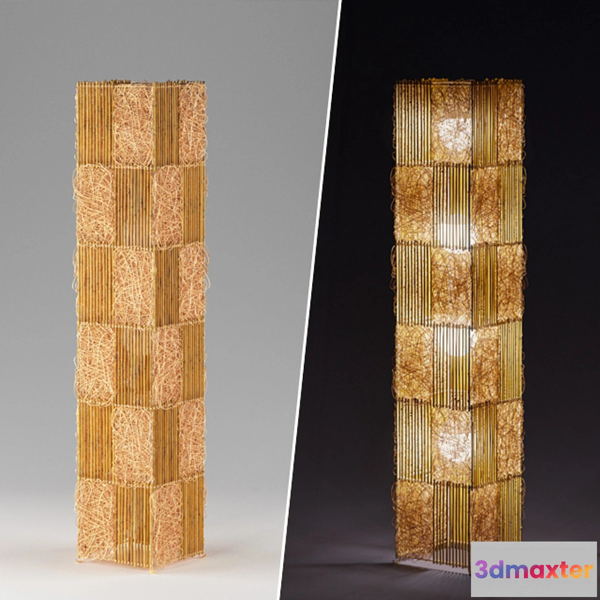 890138 - Bamboo rattan floor lamp