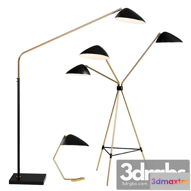 983874 - West Elm Curvilinear Mid Century Lamp Set