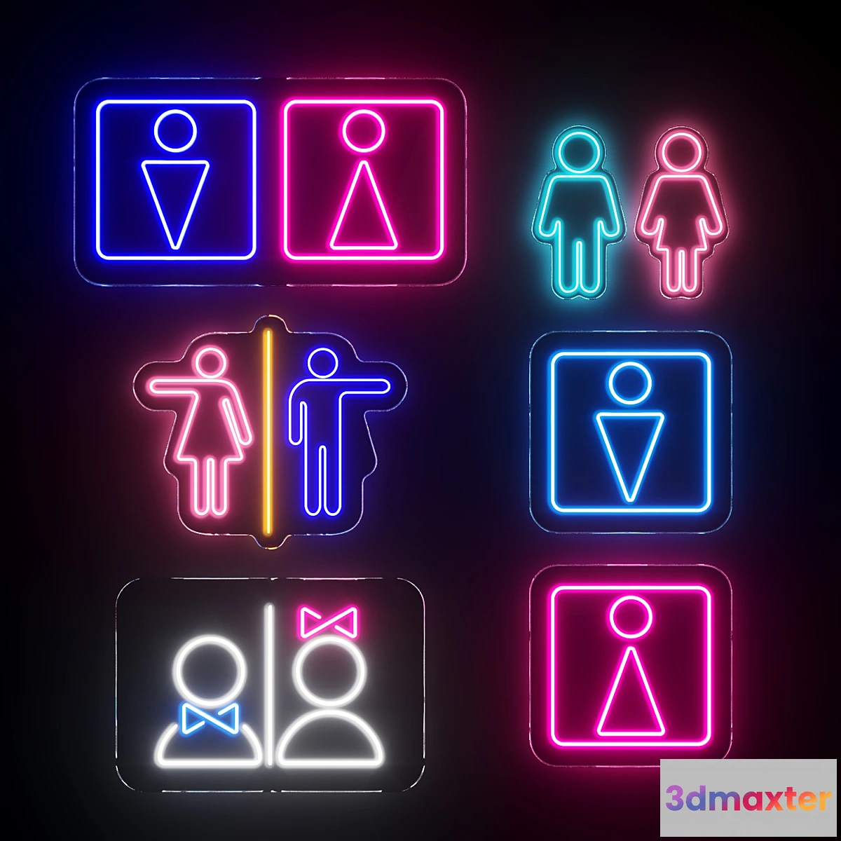 1344063 - restroom  toilet  WC Neon Signs 3D Max