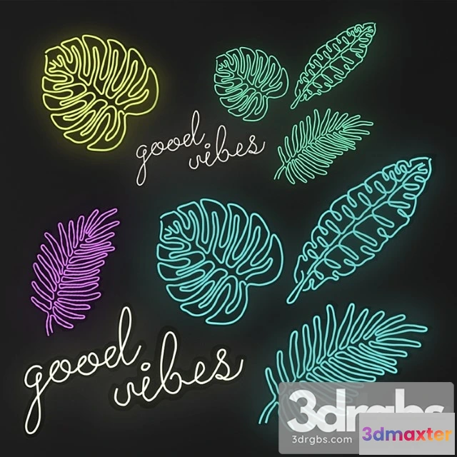 1045654 - Neon sign - monstera. good wibes