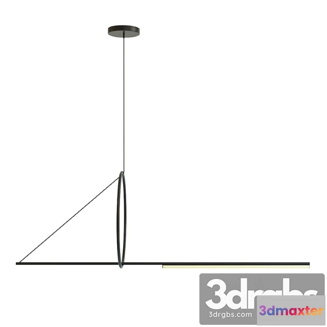 1046784 - Chandelier suspension cercle et trait - graphite satine