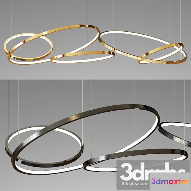 1047156 - Decorative 5 ring chandelier - gold and black