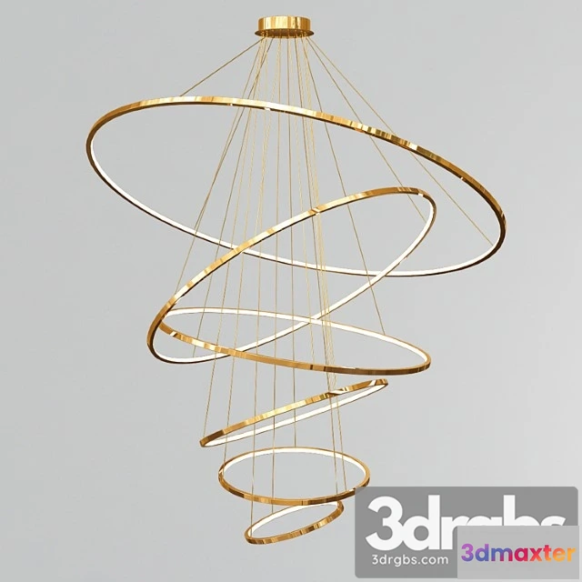 1047968 - Gold and nickel led swirl six ring chandeliers