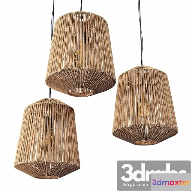 1048546 - Lamp wicker rattan barrel