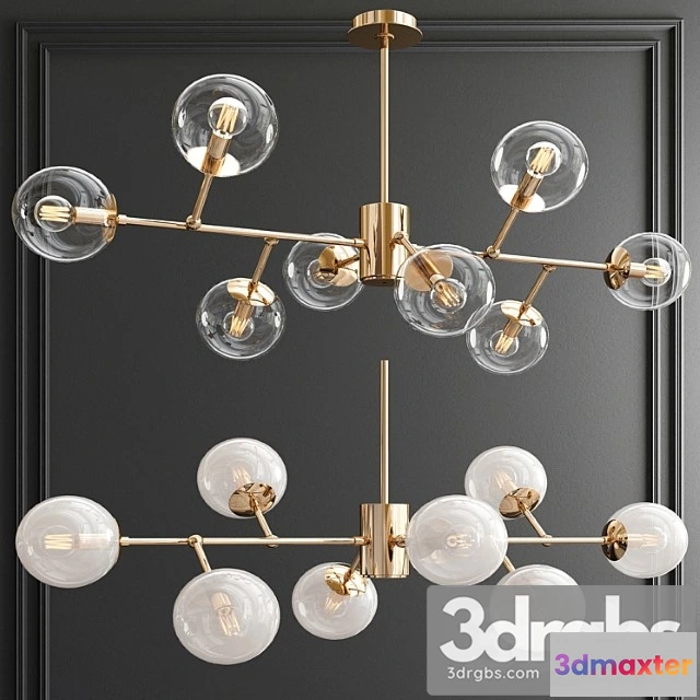 1049356 - Modern espalier branching globe chandelier