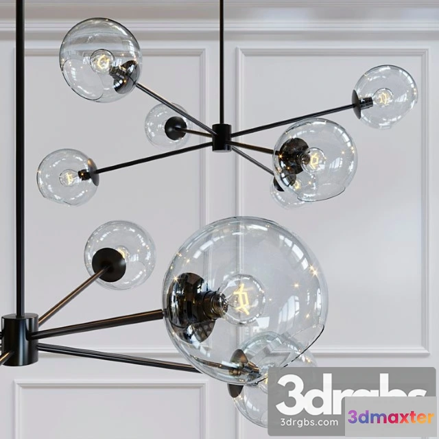 1050710 - Staggered glass 6-light chandelier - clear