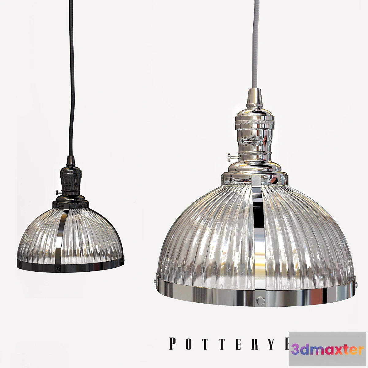 1275354 - PB Classic Pendant - Ribbed Glass 3D Max