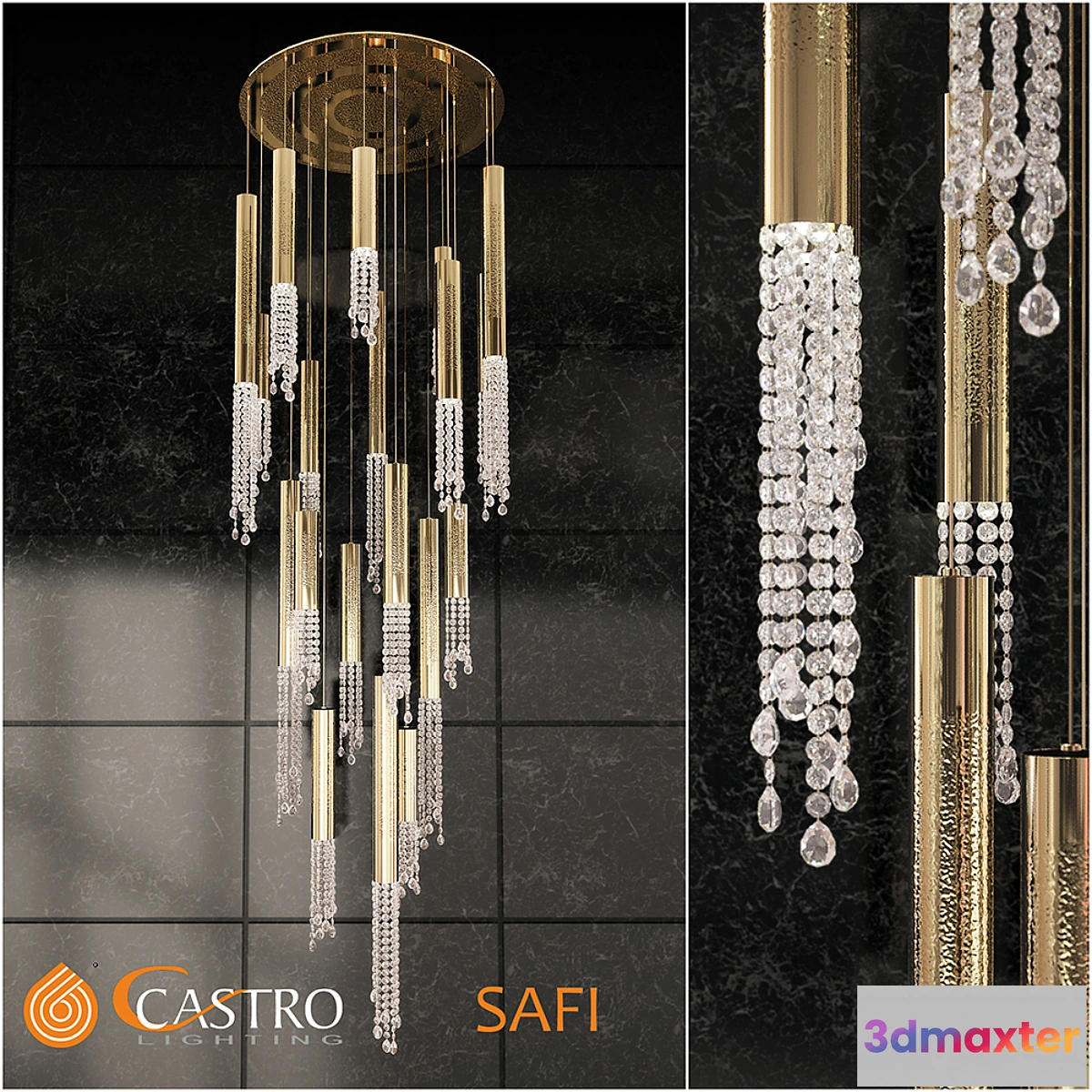 1276156 - Cascade chandelier Castro lighting SAFI 3D Max