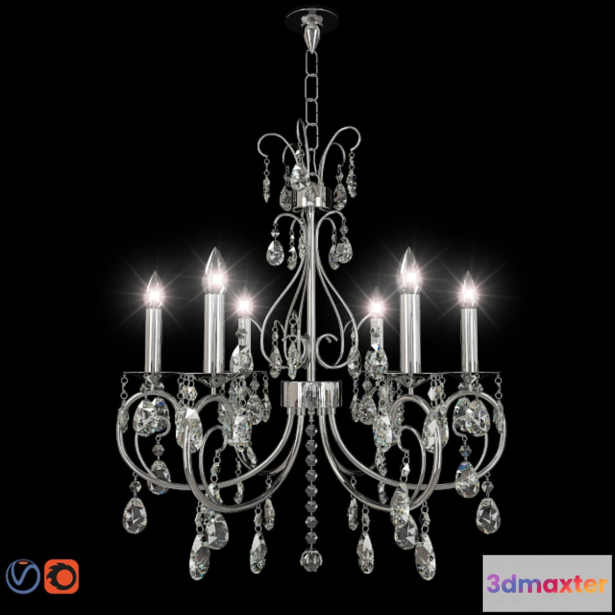 1278518 - Chic Nouveau 6 Light Chandelier 3D Max