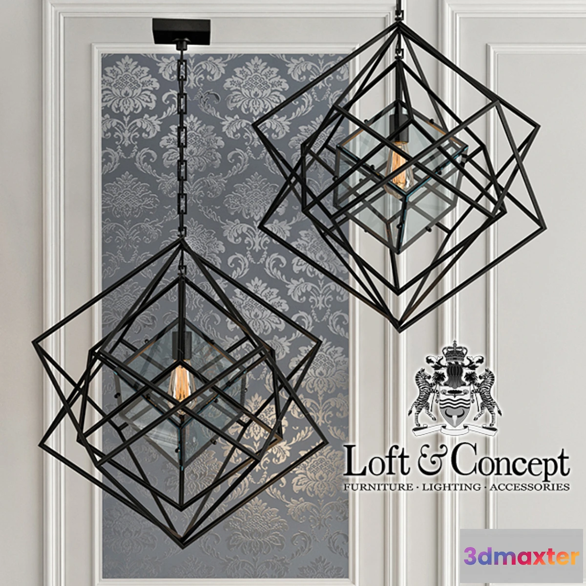 1280380 - Chandelier Cubist Small Chandelier Black 3D Max