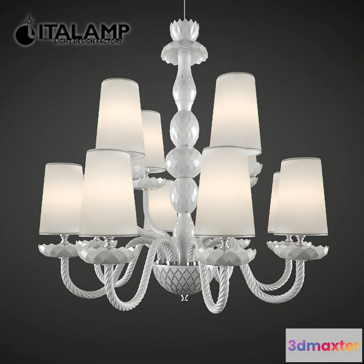 1281832 - Chandelier Italamp 2848 + 4 White NK White shades - No.2 3D Max