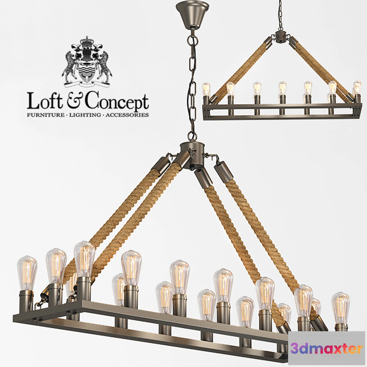 1283920 - Chandelier Square Large Loft Rope Ligh - No.2 3D Max