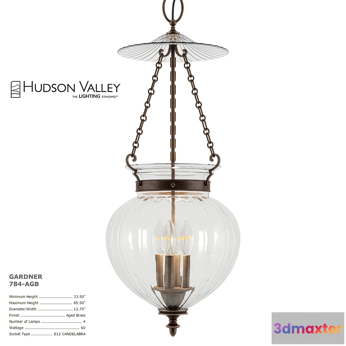1285022 - Hudson Valley Lighting GARDNER 784-AGB 3D Max