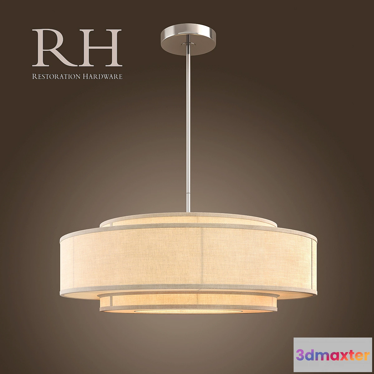1288574 - RH _ THREE-TIER LINEN BANDED PENDANT - 36 3D Max