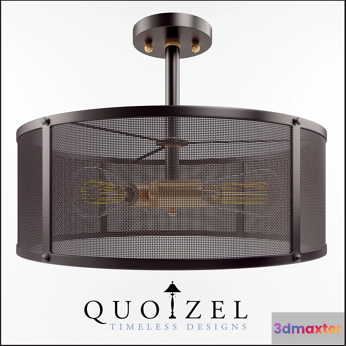1291147 - Union Station 3 Light Semi-Flush Mount by Quoizel 3D Max