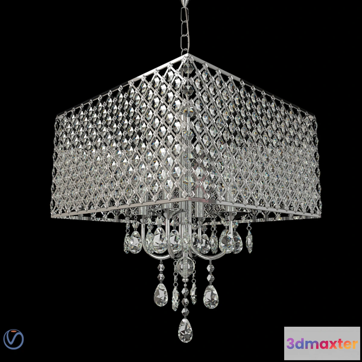 1291177 - 4 Light Square Crystal Chandelier 3D Max