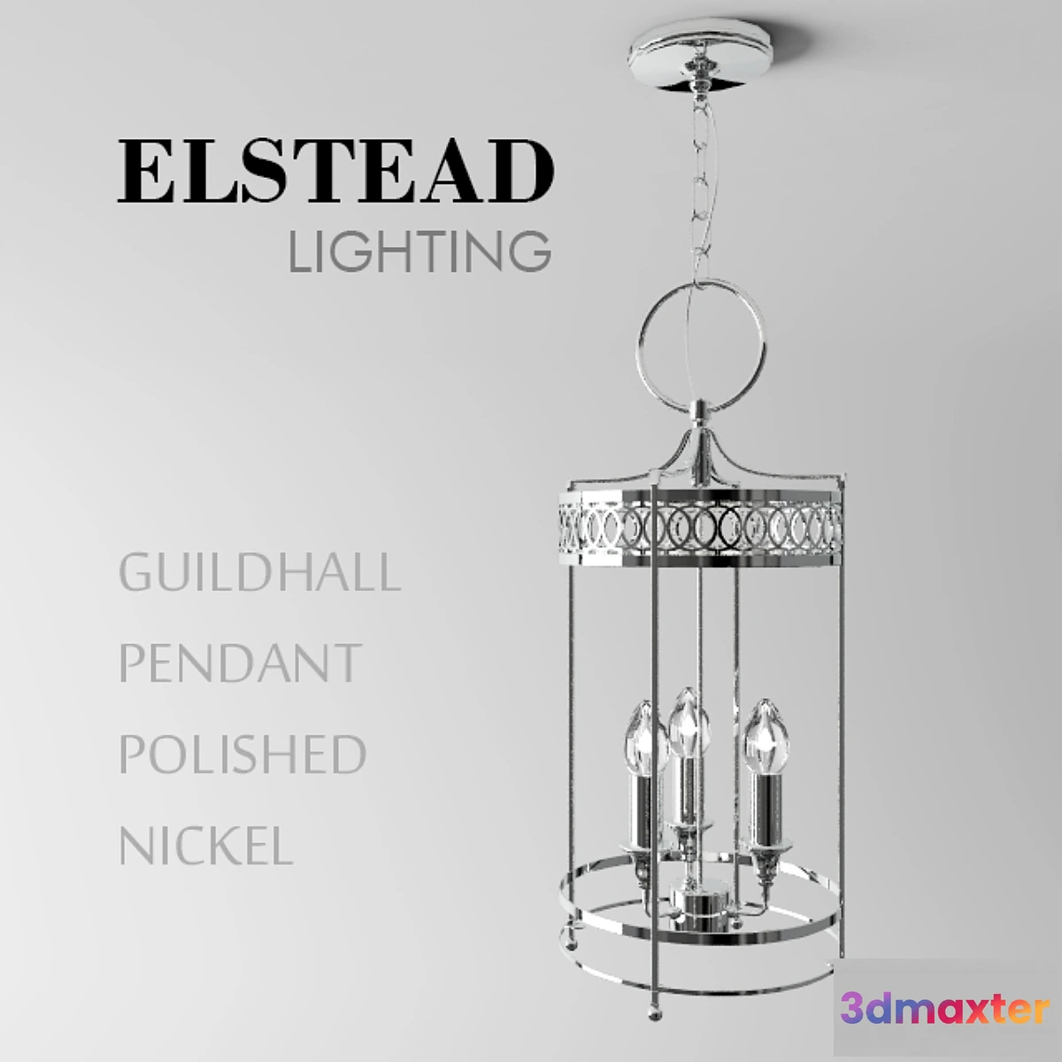 1291831 - Guildhall Pendant Polished Nickel 3D Max
