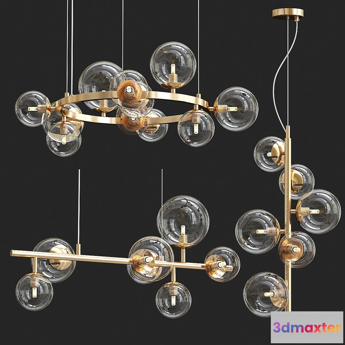 1294801 - Designer ring chandelier IONA Сhandelier Gold 3D Max