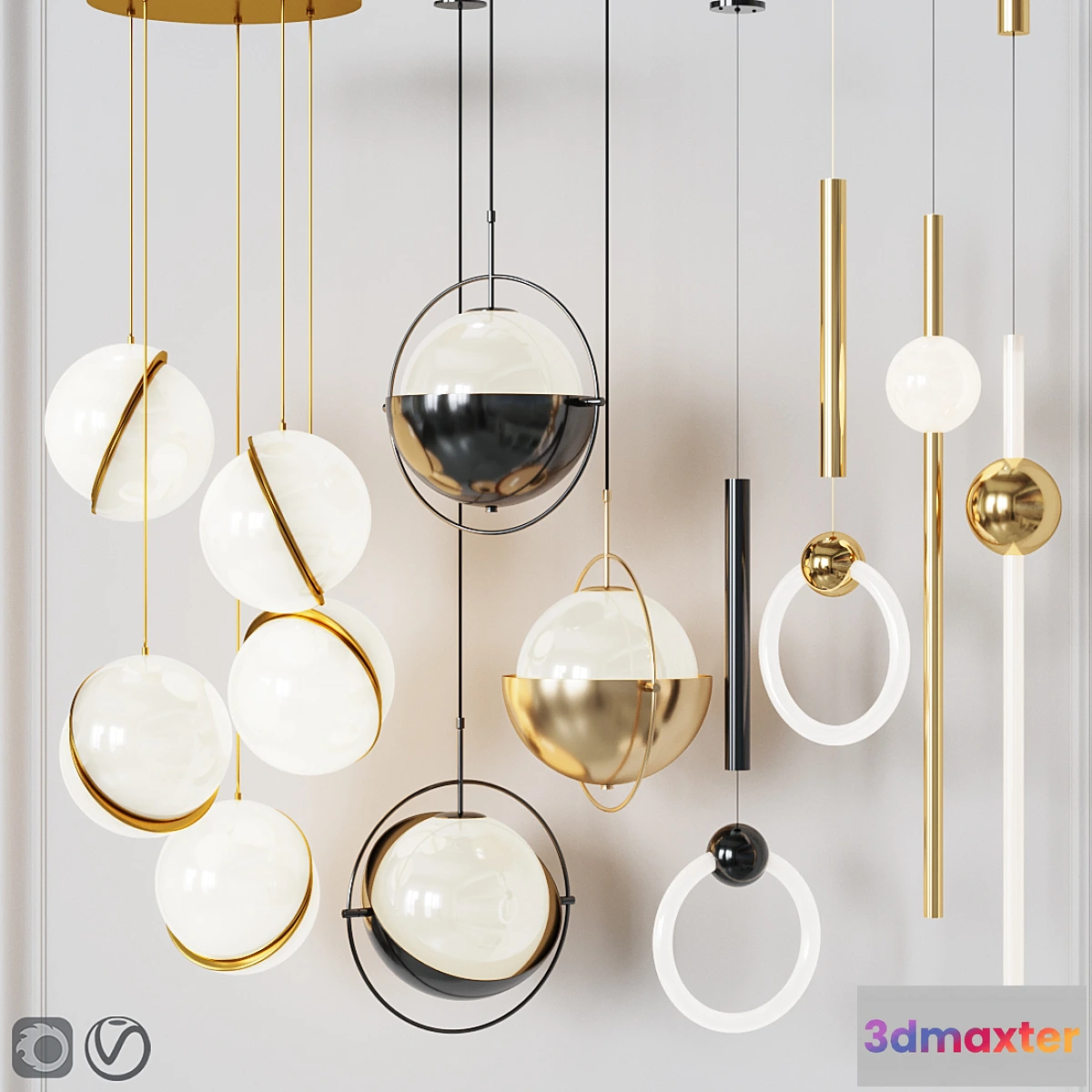 1294893 - Four Pendant Lights amazing set vol. 22 3D Max