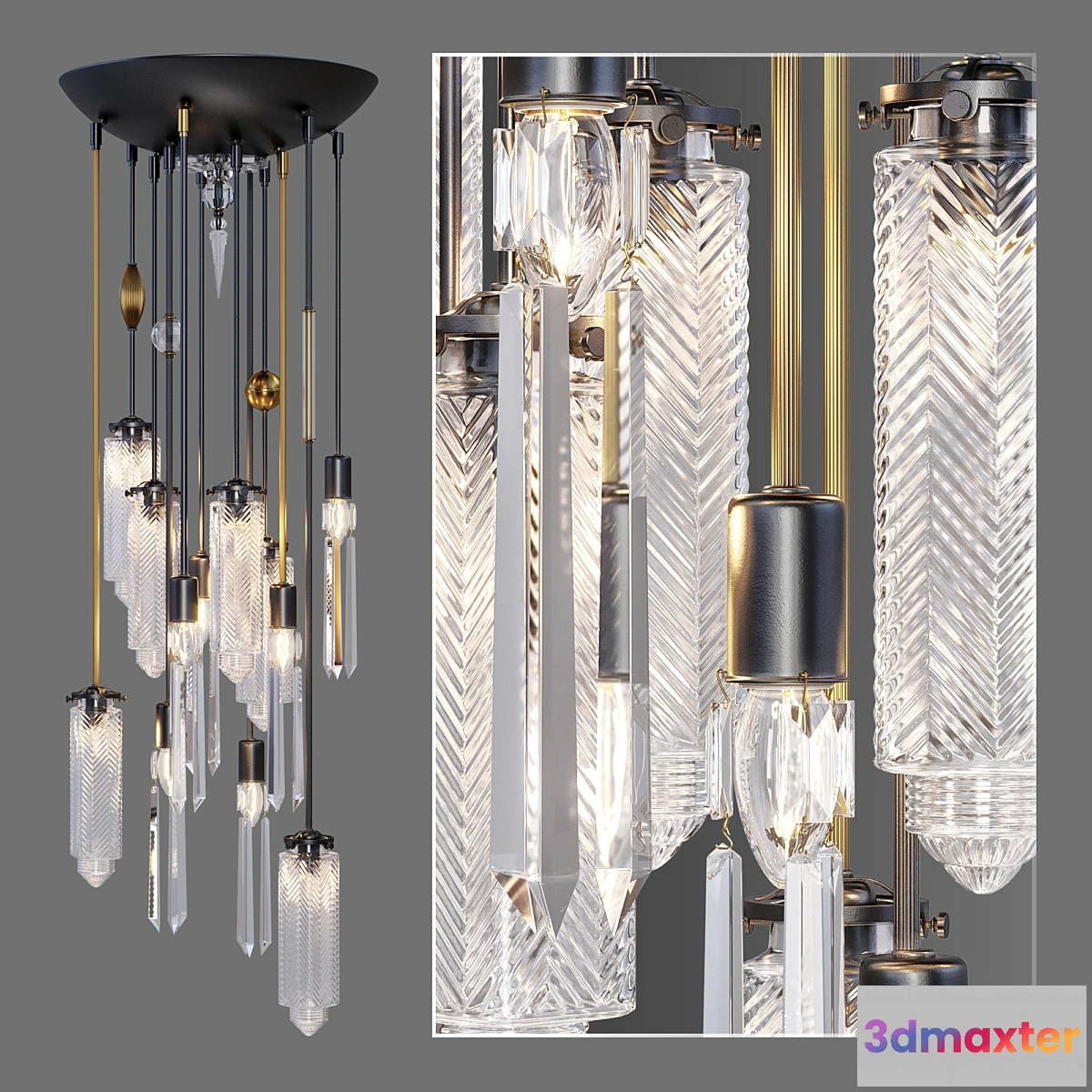 1295644 - Chandelier AXIS 12 ARM FIXTURE 2015 3D Max