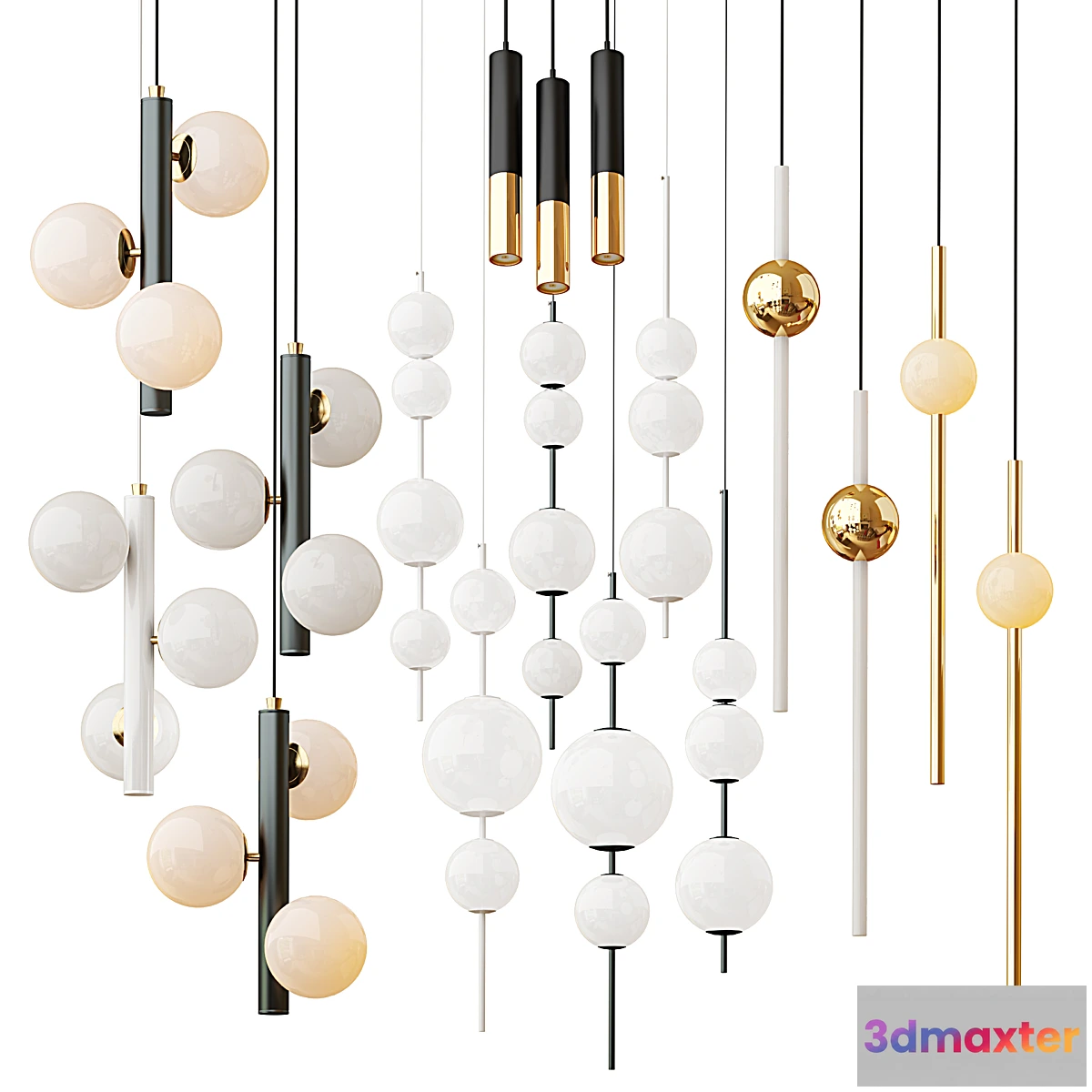 1295658 - Modern Style Lighting Set 3 Lampatron; Delightfull; Lee broom 3D Max