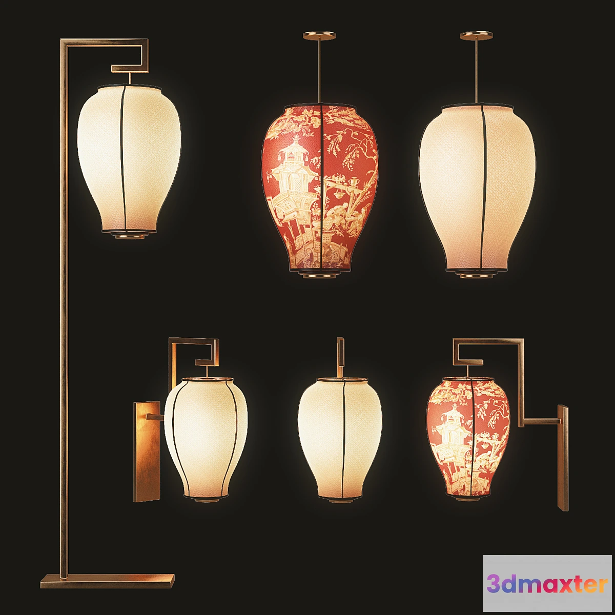 1296218 - Asian Light Set 3D Max