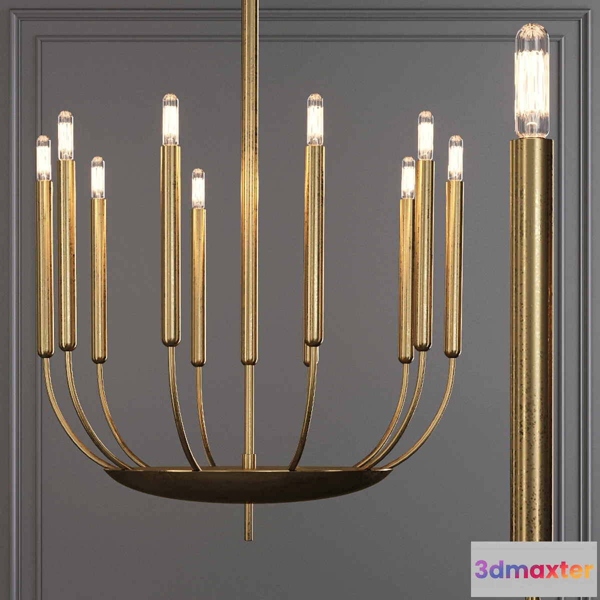 1298253 - Restoration Hardware QUENOUILLES ROUND CHANDELIER 24 Brass 3D Max