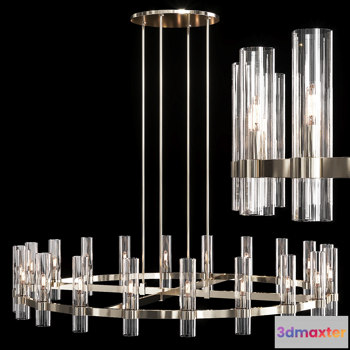 1299964 - Restoration Hardware RAVELLE ROUND CHANDELIER 60 Nickel 3D Max