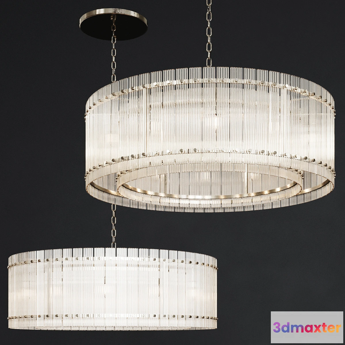 1300199 - Restoration Hardware SAN MARCO 1-TIER ROUND CHANDELIER 48 Nickel 3D Max