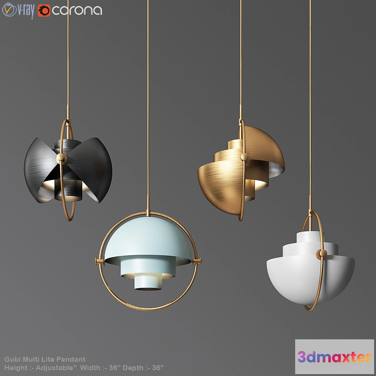 1301231 - Gubi Multi Lite Pendant Louis Weisdorf 3D Max