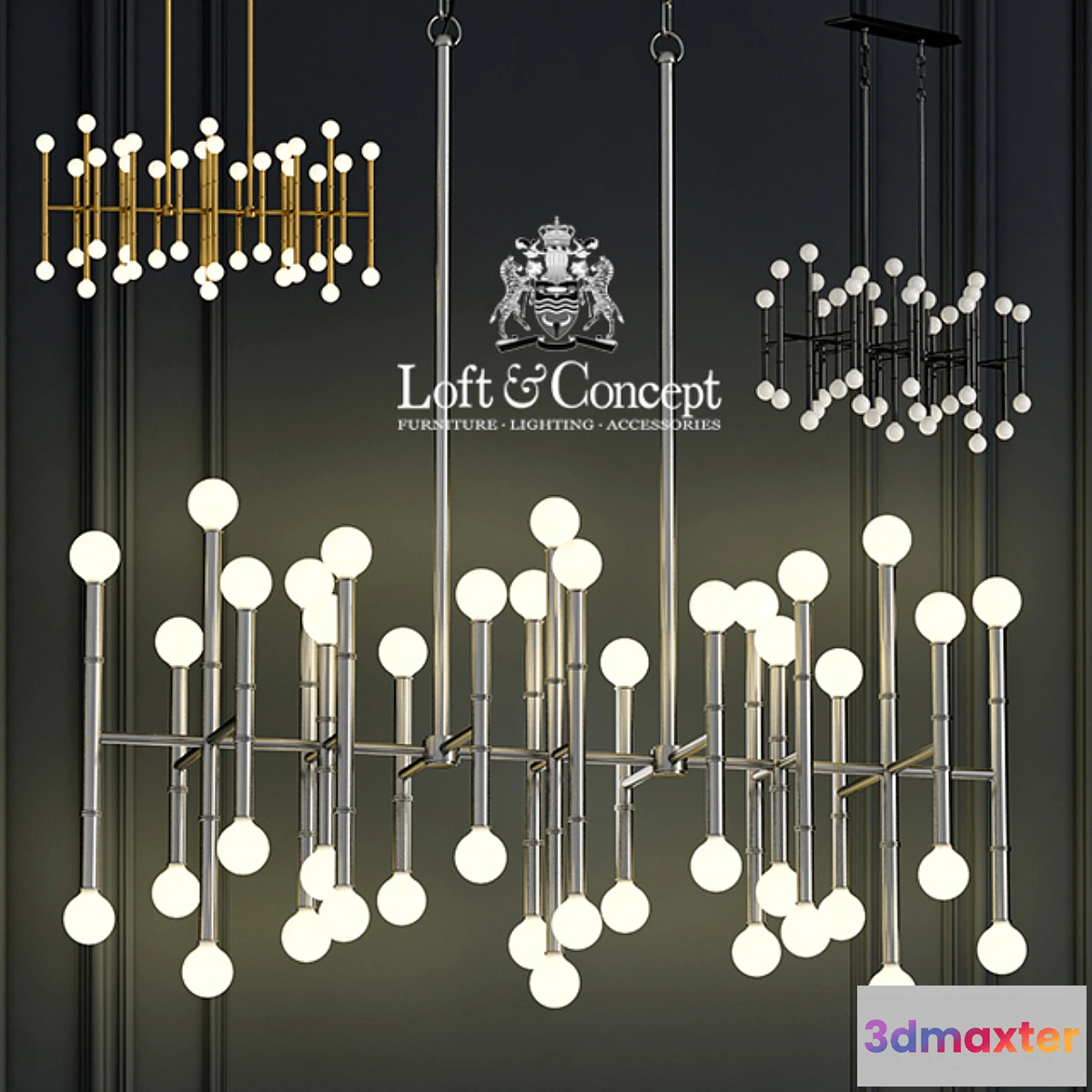 1301625 - Chandelier Meurice Rectangular Chandelier Jonathan Adler 3D Max