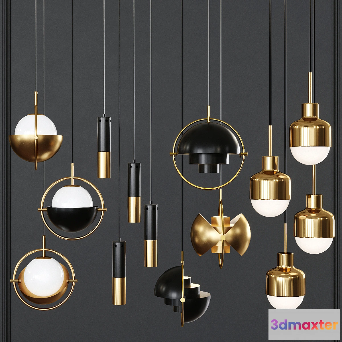 1304156 - Pendant lights set 030 3D Max