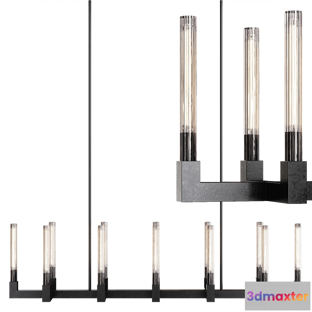 1305491 - Restoration Hardware CANNELE LINEAR CHANDELIER 67 Black 3D Max