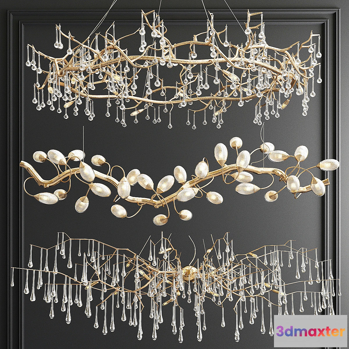 1305651 - Serip Lotus Bijout Chandelier - 3 types 3D Max