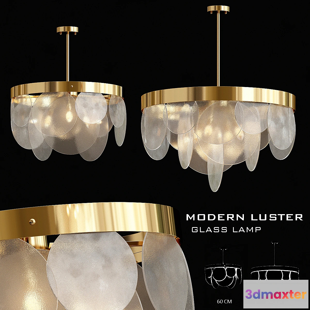 1306118 - Modern glass frozen chandelier 3D Max